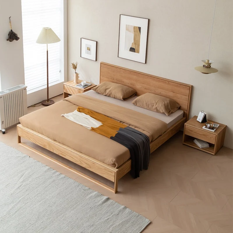 Japanese Style Minimalism Oak Wood Bed Frame