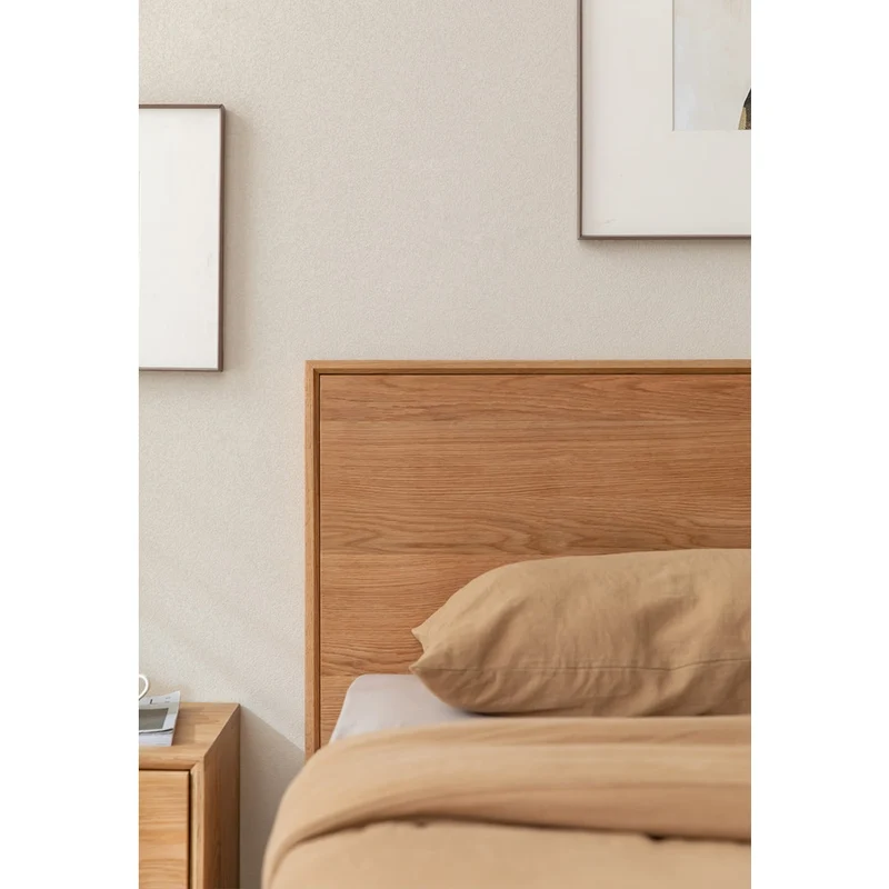 Japanese Style Minimalism Oak Wood Bed Frame