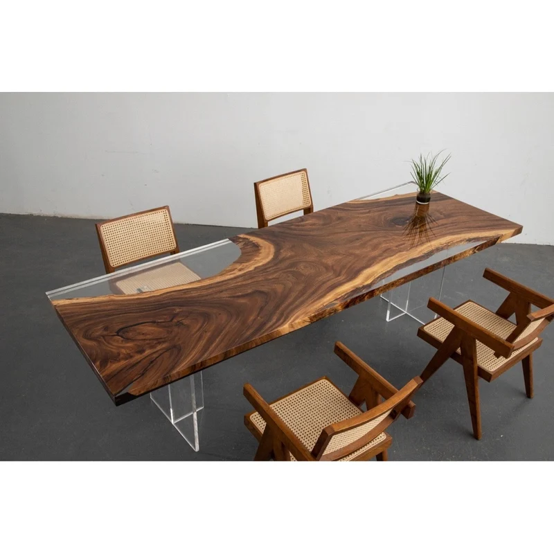 Luxury Custom Epoxy Resin Walnut Dining River Table - Made to Order