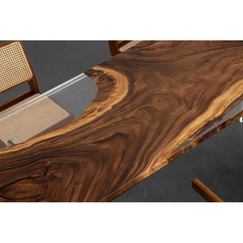 Luxury Custom Epoxy Resin Walnut Dining River Table - Made to Order