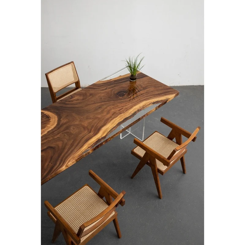 Luxury Custom Epoxy Resin Walnut Dining River Table - Made to Order