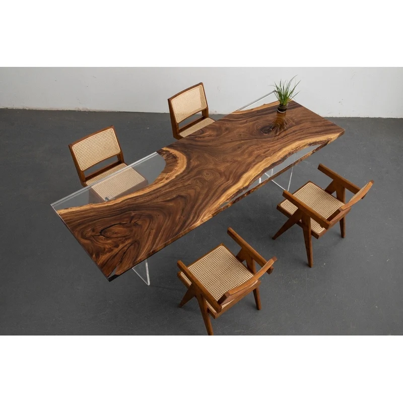 Luxury Custom Epoxy Resin Walnut Dining River Table - Made to Order