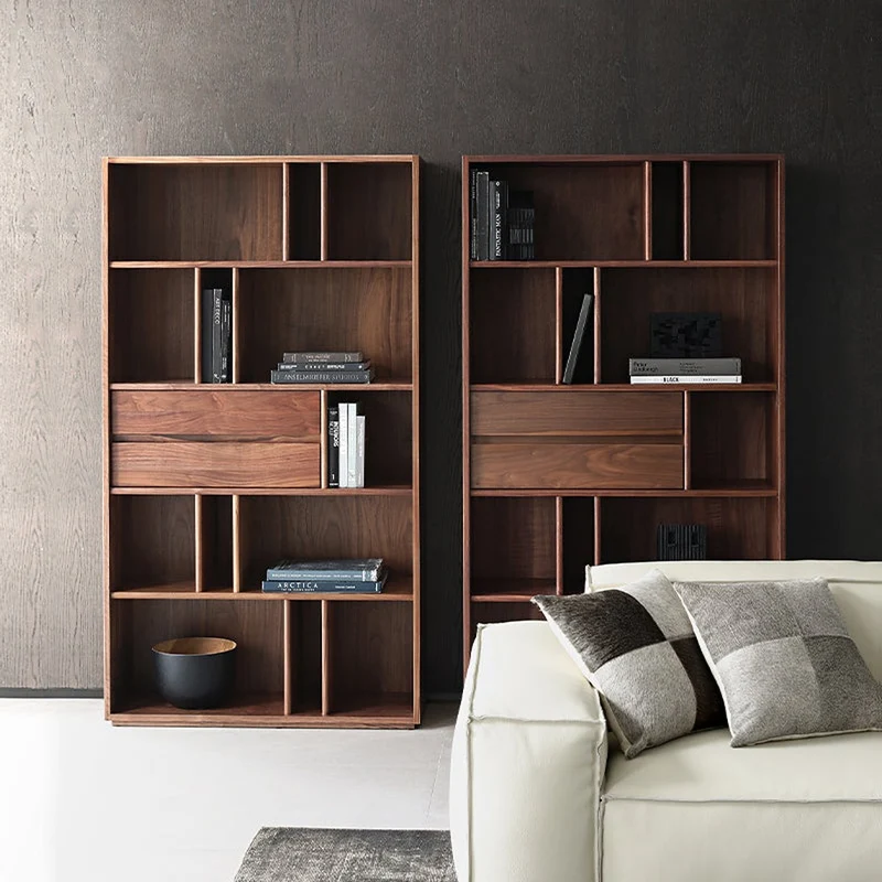 Contemporary Big Solid Black Walnut Bookcase