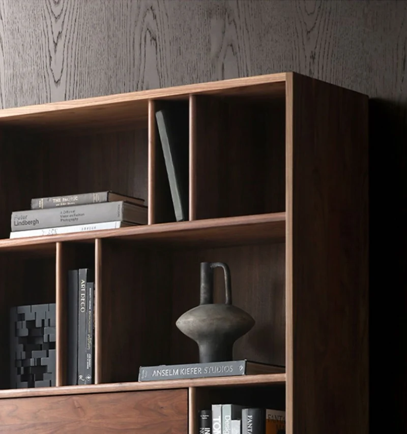 Contemporary Big Solid Black Walnut Bookcase