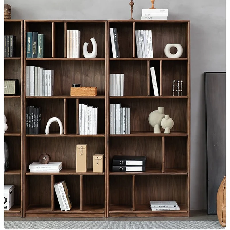 Verdant Open Multi Rack Solid Walnut Wood Bookcase