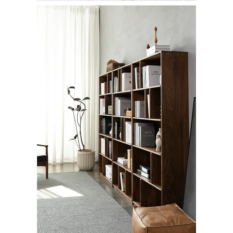 Verdant Open Multi Rack Solid Walnut Wood Bookcase