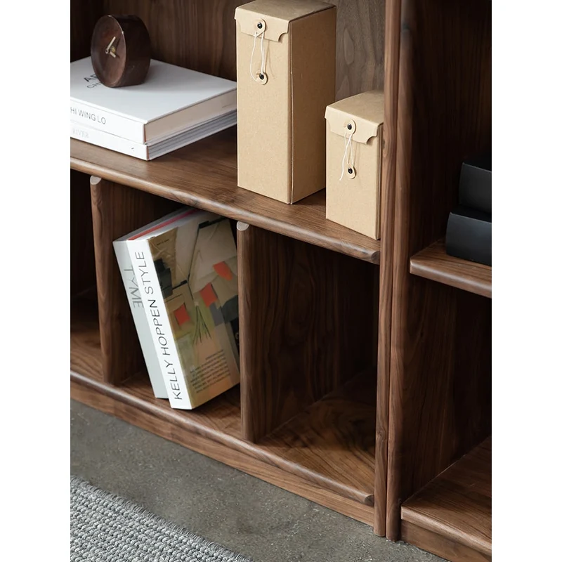 Verdant Open Multi Rack Solid Walnut Wood Bookcase