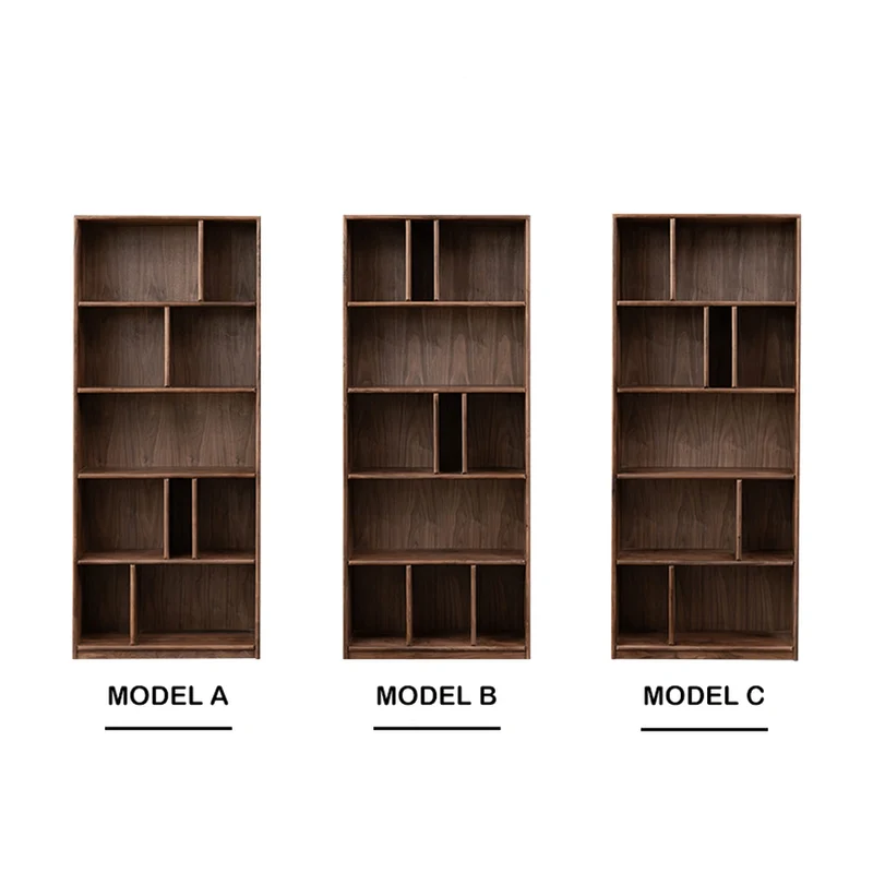 Verdant Open Multi Rack Solid Walnut Wood Bookcase