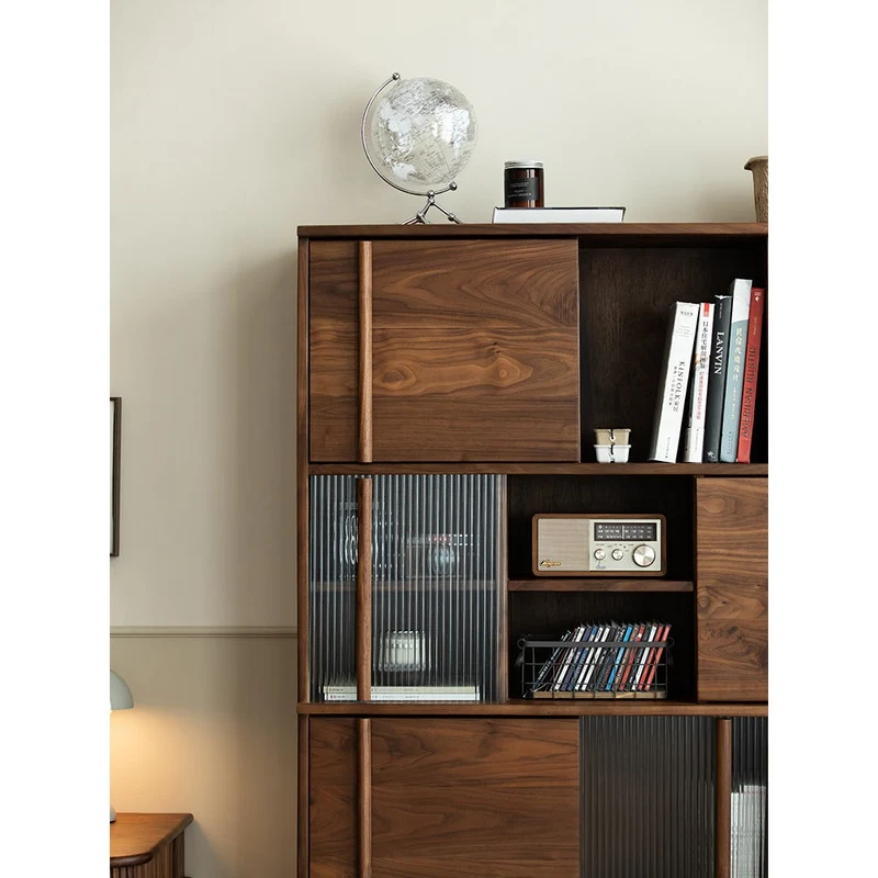 Contemporary Simplicit Large Black Walnut Wood Bookcase