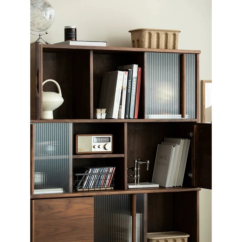 Contemporary Simplicit Large Black Walnut Wood Bookcase