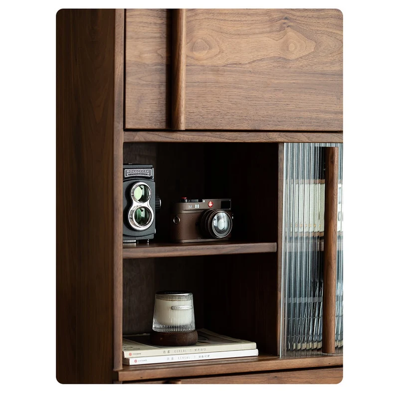 Contemporary Simplicit Large Black Walnut Wood Bookcase