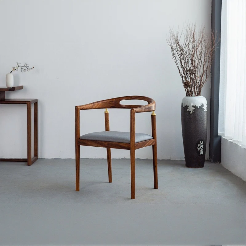 New Design Modern Simple Walnut Wood Armchair
