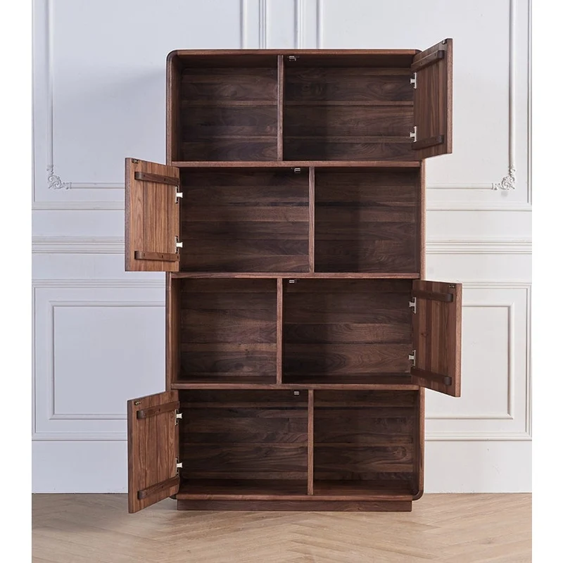 Crescent Contemporary Balance Walnut Wood Bookcase