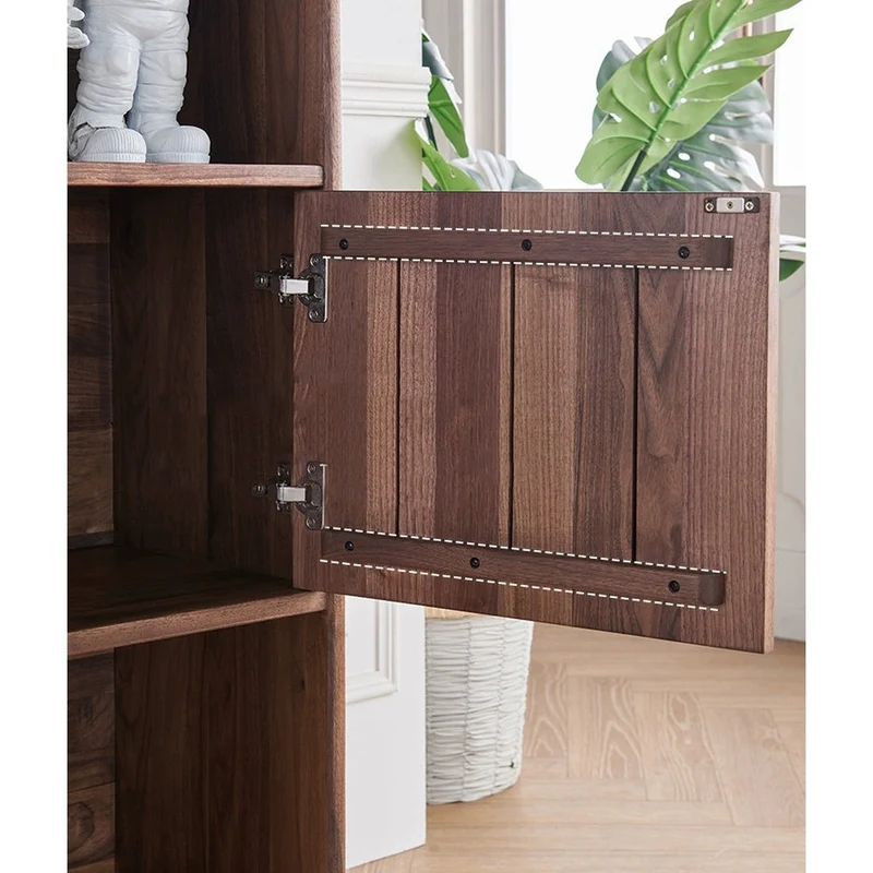 Crescent Contemporary Balance Walnut Wood Bookcase