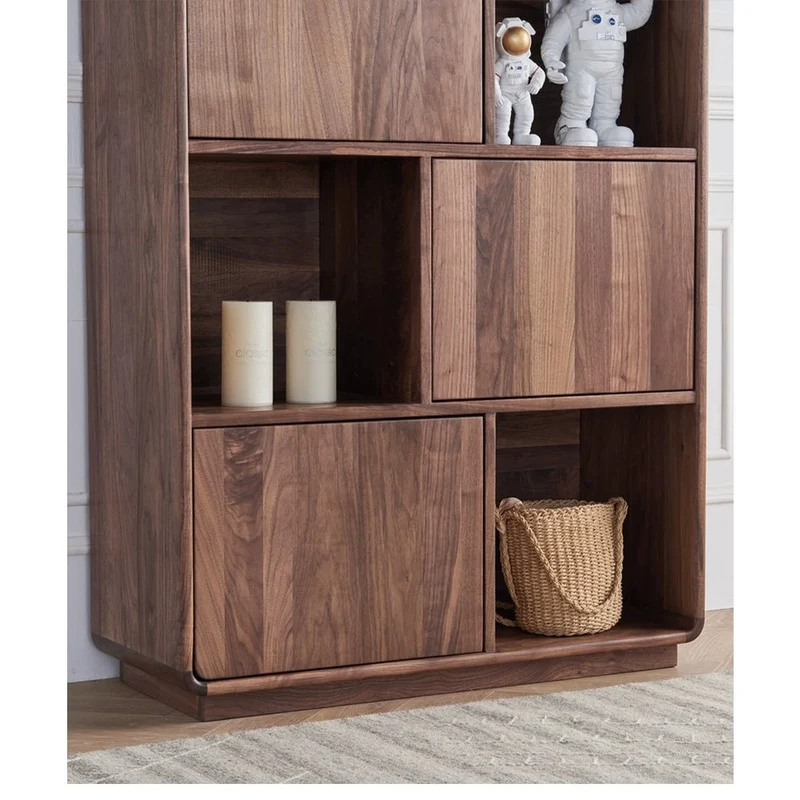 Crescent Contemporary Balance Walnut Wood Bookcase