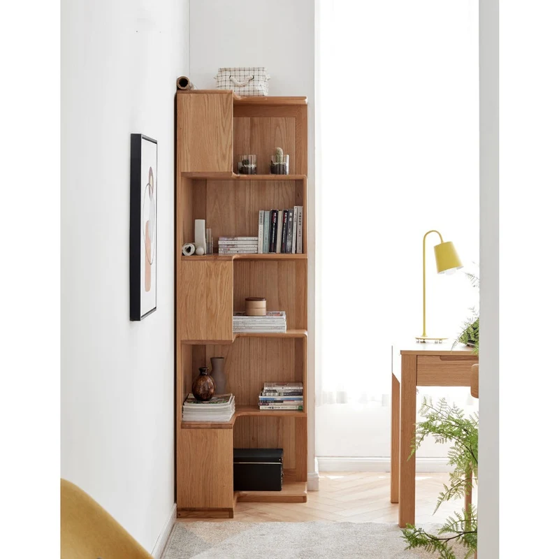 Eclipse Corner White Oak Wood Bookcase