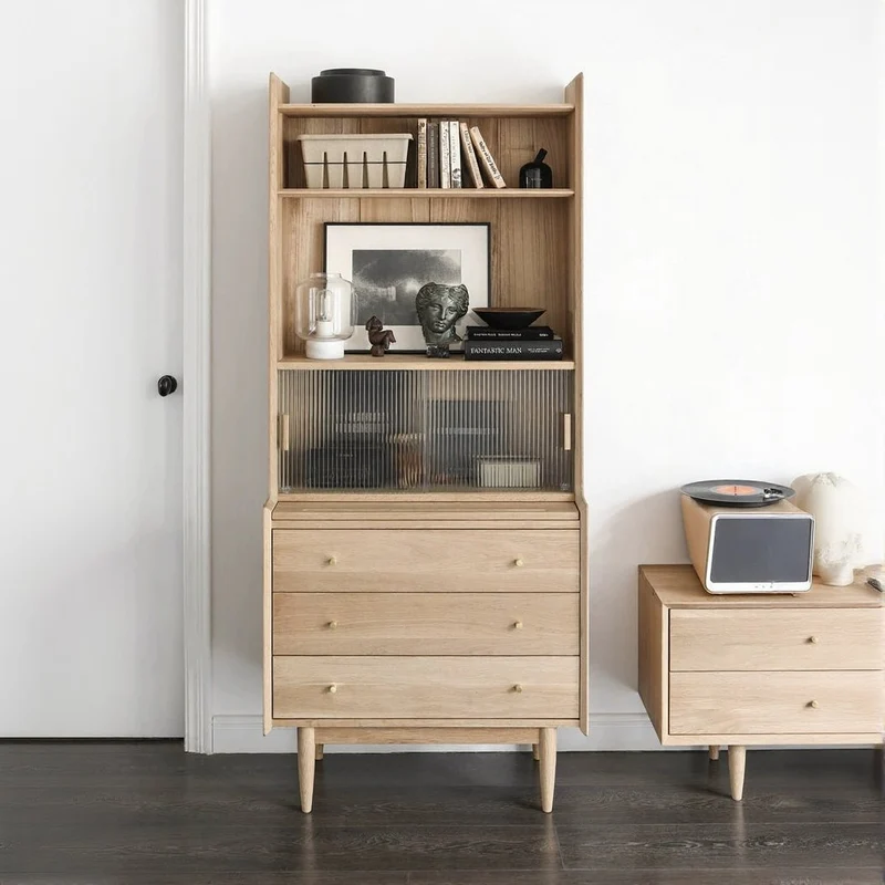 Paragon Open Style Oak Wood Bookcase with Desk Board