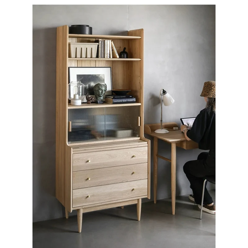 Paragon Open Style Oak Wood Bookcase with Desk Board