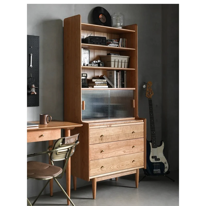 Paragon Open Style Oak Wood Bookcase with Desk Board