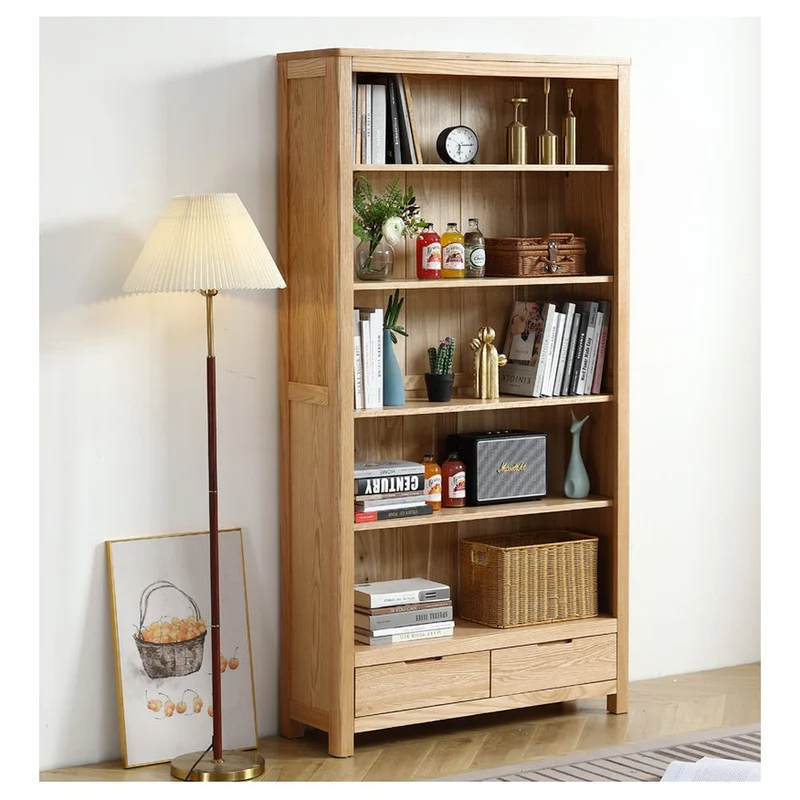 Nova Matching Two Piece Oak Wood Bookcase