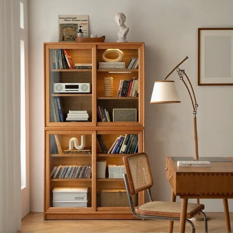 Oasis Glass Cherry Wood Square Bookcase