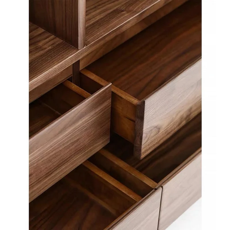 Mosaic Solid Dark Walnut Wood Bookcase with Shelves