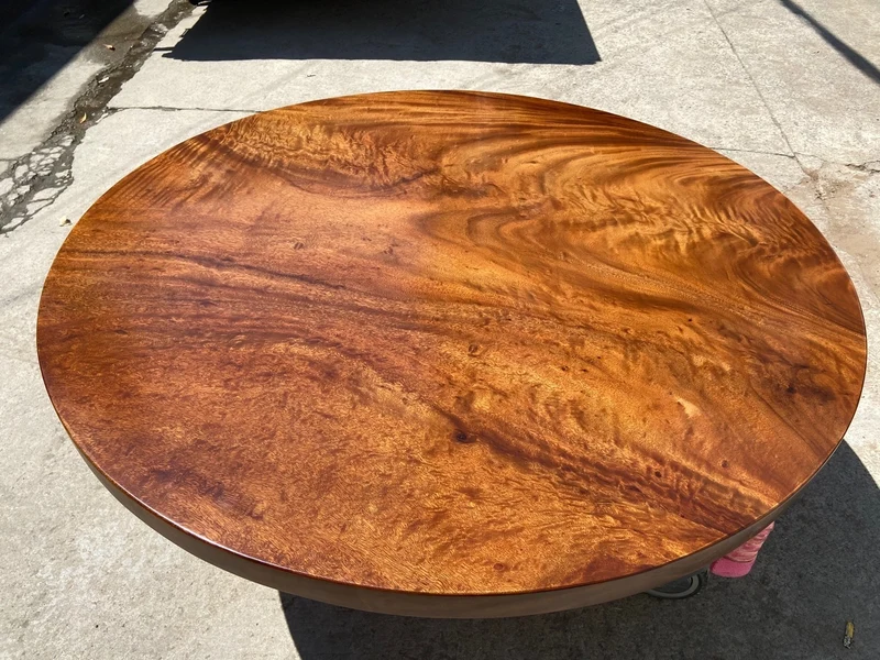 NovaTrend Single Round Wood Slab Table