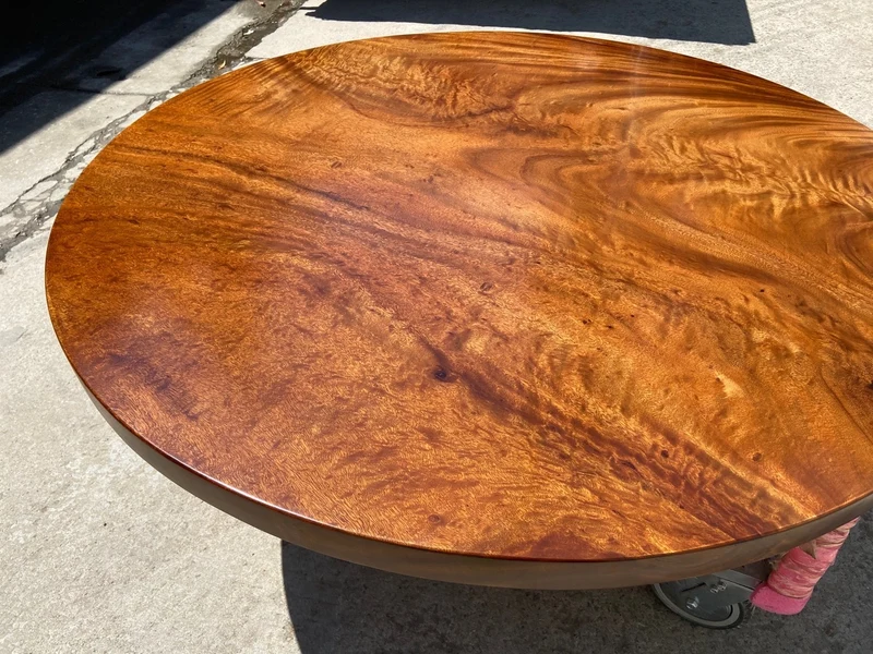 NovaTrend Single Round Wood Slab Table