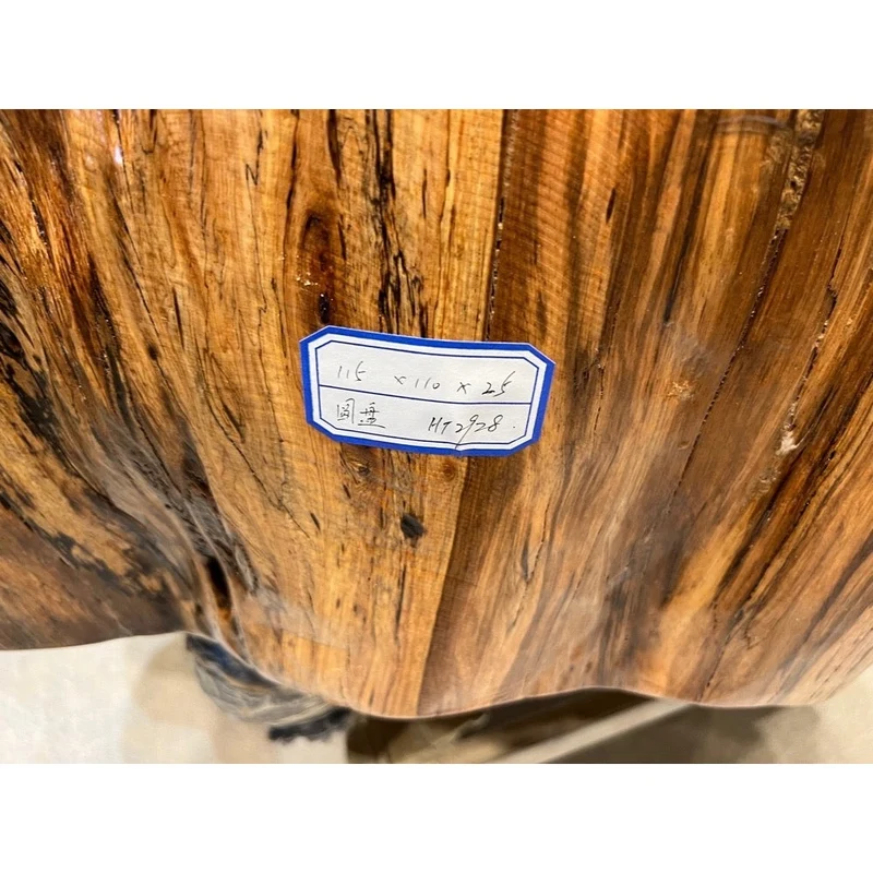 Live Edge Drumbeat Beli Noir Solid Wood Round Drum Table