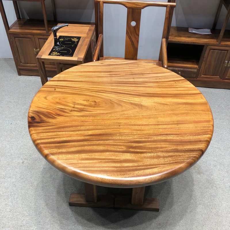 Earthy Solid Wood Round Table
