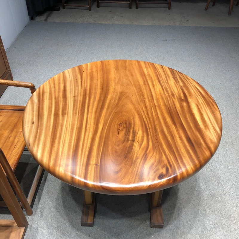 Earthy Solid Wood Round Table
