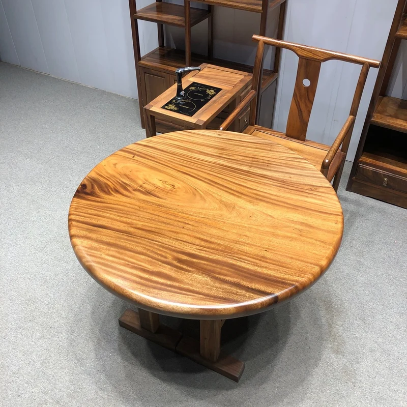 Earthy Solid Wood Round Table