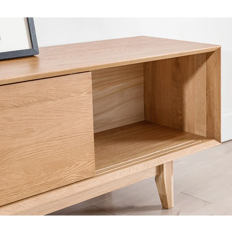 Natural Brightness White Oak Wood TV Cabinet