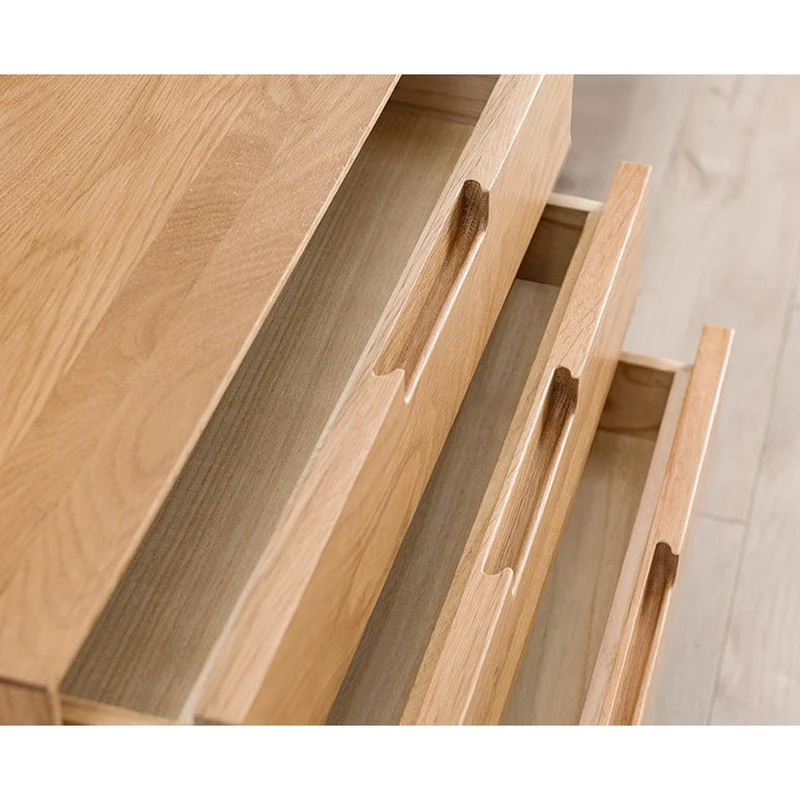 Natural Brightness White Oak Wood TV Cabinet