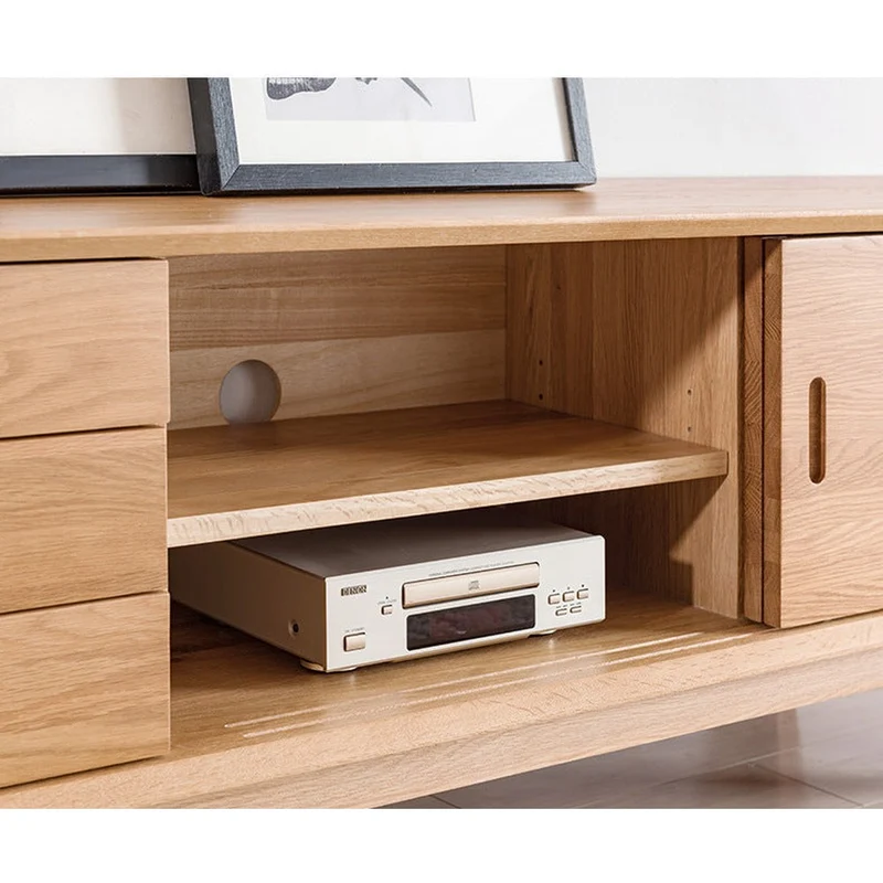 Natural Brightness White Oak Wood TV Cabinet