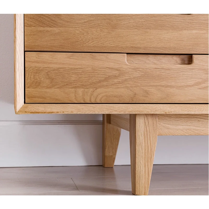 Natural Brightness White Oak Wood TV Cabinet