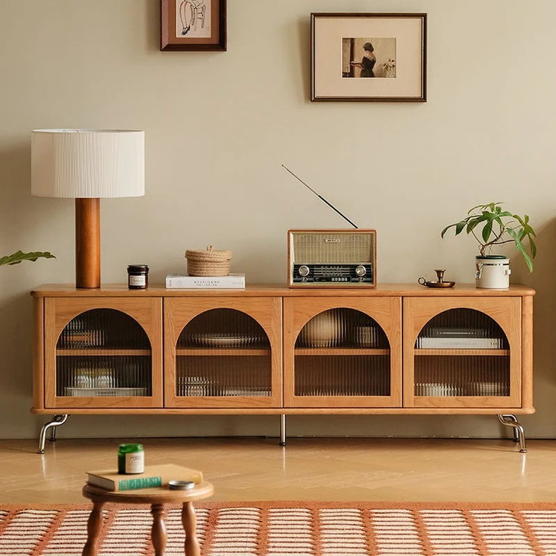 Roma Art Arch Door Design Cherry Wood TV Stand