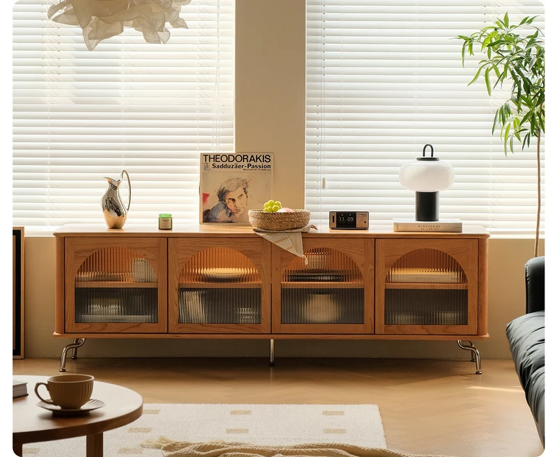 Roma Art Arch Door Design Cherry Wood TV Stand