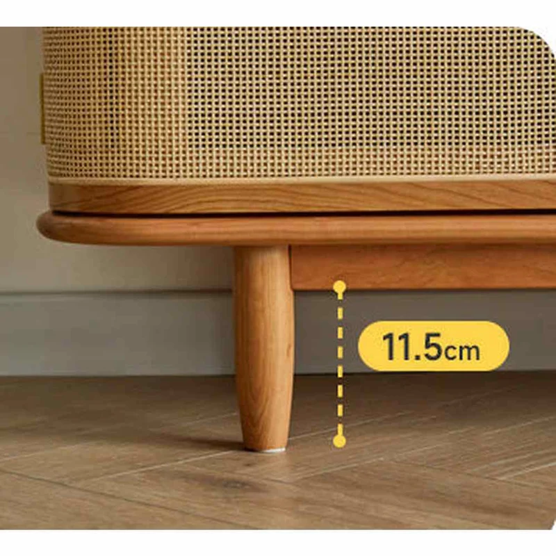 Heritage Cherry Wood TV Stand with Rattan Door