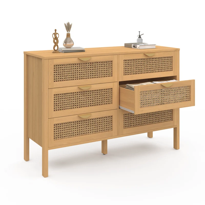 Commode Eve 6 tiroirs en cannage