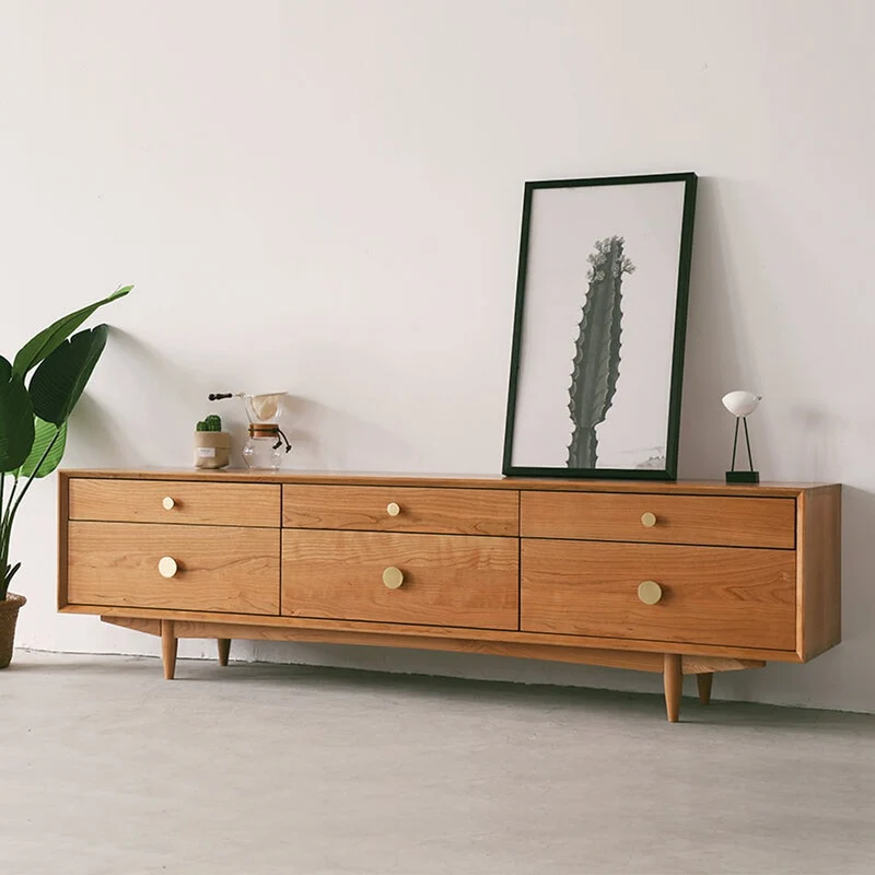 Stylish Storage Cherry Wood Console with Drawers