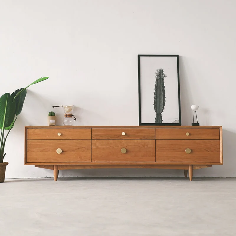 Stylish Storage Cherry Wood Console with Drawers