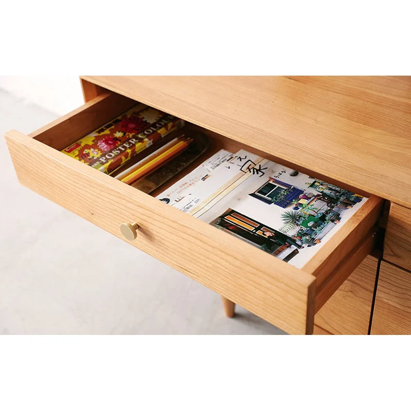 Stylish Storage Cherry Wood Console with Drawers