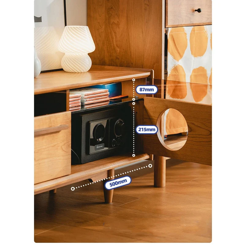 Versatile Cherry Wood Entertainment Stand with Cat Drawers