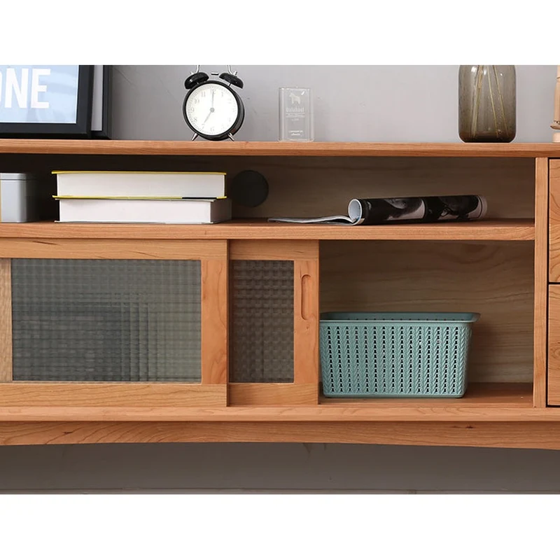 Versatile Cherry Wood Entertainment Stand with Storage