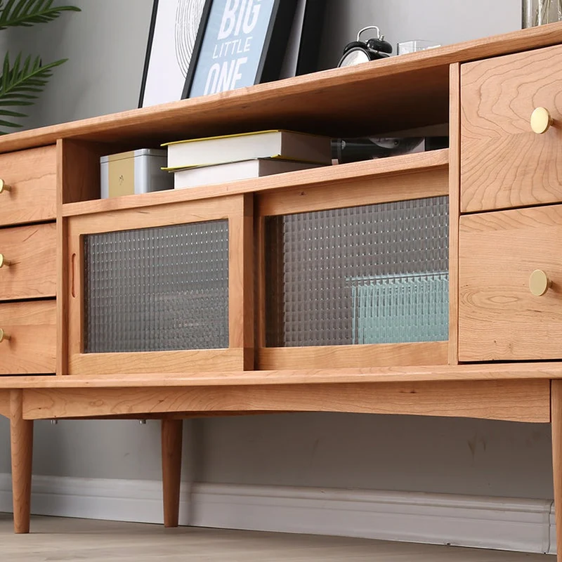 Versatile Cherry Wood Entertainment Stand with Storage