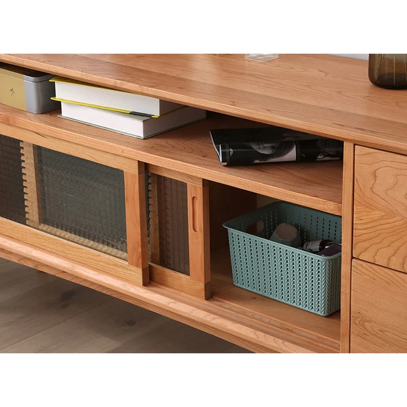 Versatile Cherry Wood Entertainment Stand with Storage