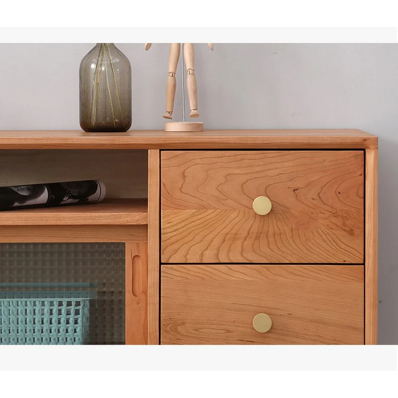 Versatile Cherry Wood Entertainment Stand with Storage
