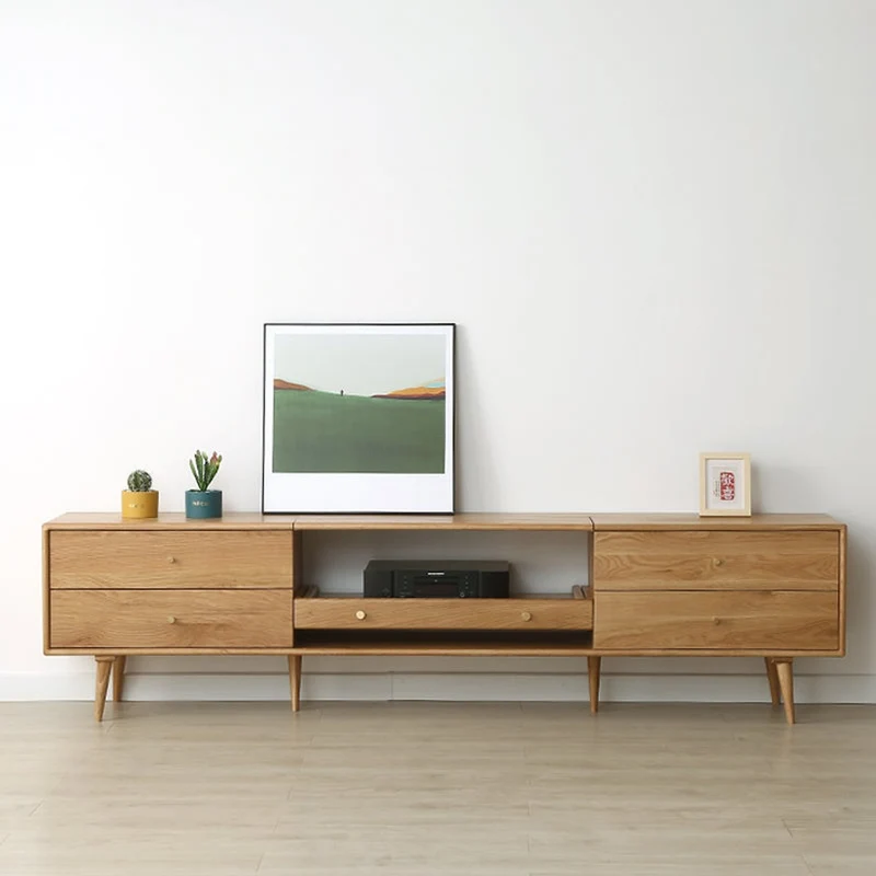 Lumina Projector White Oak Wood TV Stand