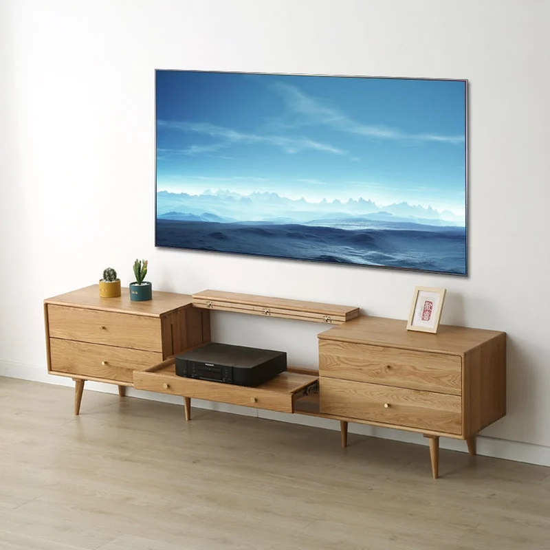 Lumina Projector White Oak Wood TV Stand